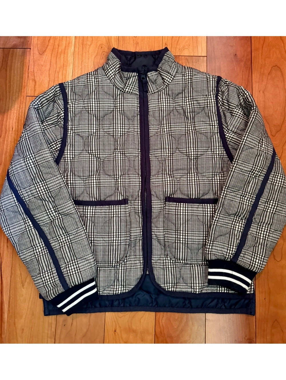 Free Assembly Kid's Quilted Plaid Jacket, Size Large (10/12)
